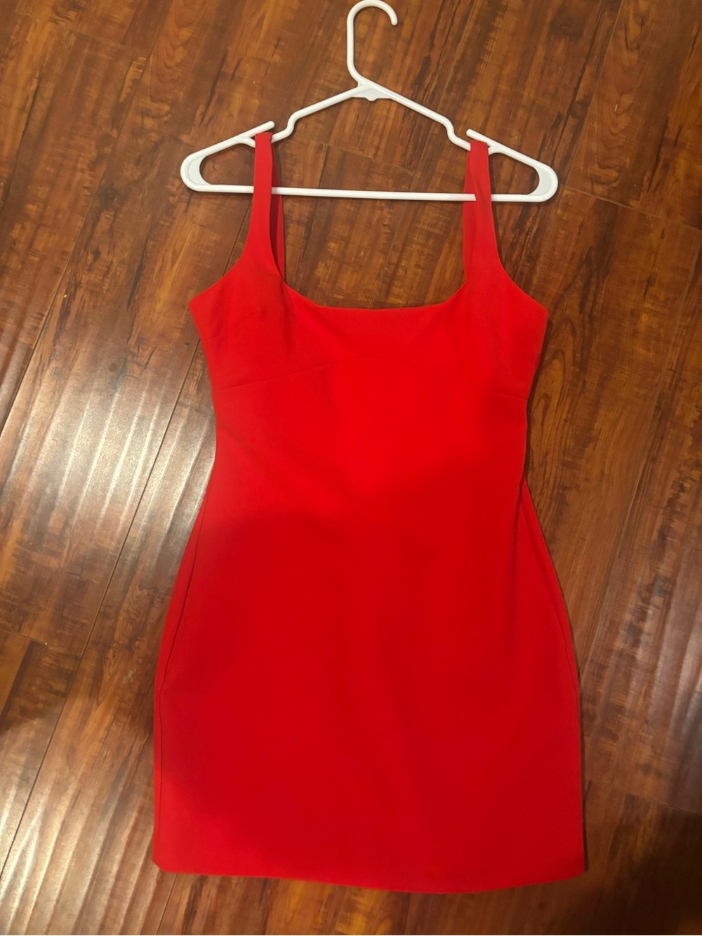 Zara Bright Red Square-Neck Mini Dress